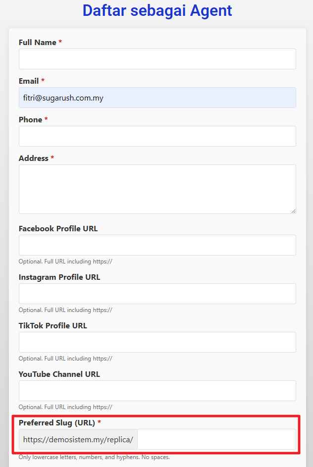 Agent Registration Form
